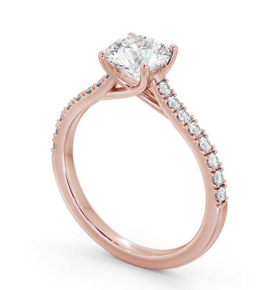 Round Diamond Trellis Design Engagement Ring 18K Rose Gold Solitaire with Channel Set Side Stones ENRD171S_RG_THUMB1