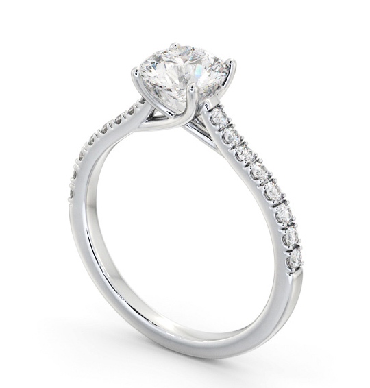 Round Diamond Engagement Ring Palladium Solitaire With Side Stones - Wilda ENRD171S_WG_THUMB1