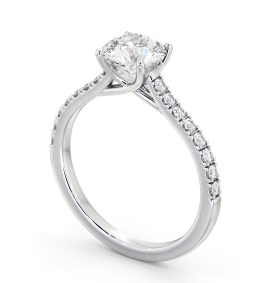 Round Diamond Trellis Design Engagement Ring 9K White Gold Solitaire with Channel Set Side Stones ENRD171S_WG_THUMB1