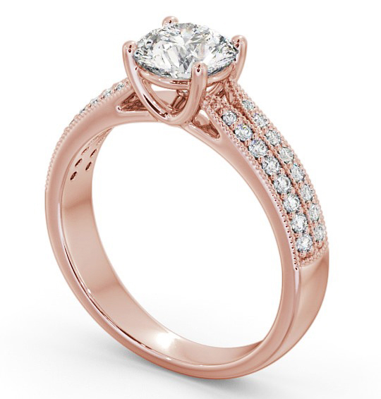  Vintage Style Engagement Ring 9K Rose Gold Solitaire With Side Stones - Kirin ENRD172_RG_THUMB1 