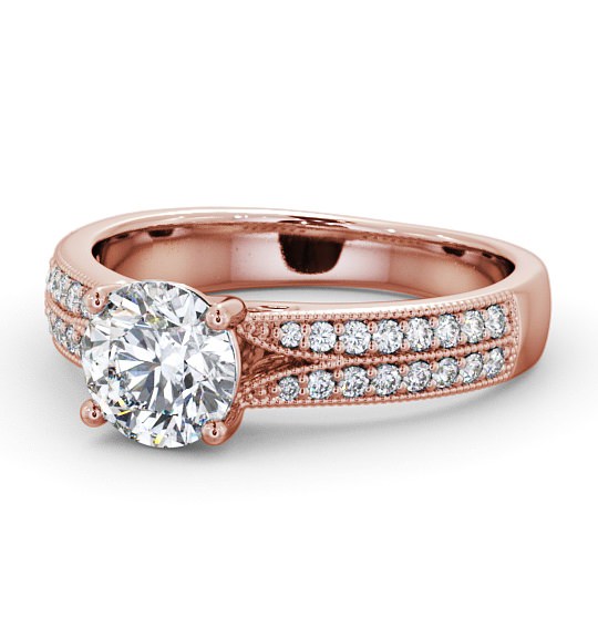  Vintage Style Engagement Ring 18K Rose Gold Solitaire With Side Stones - Kirin ENRD172_RG_THUMB2 