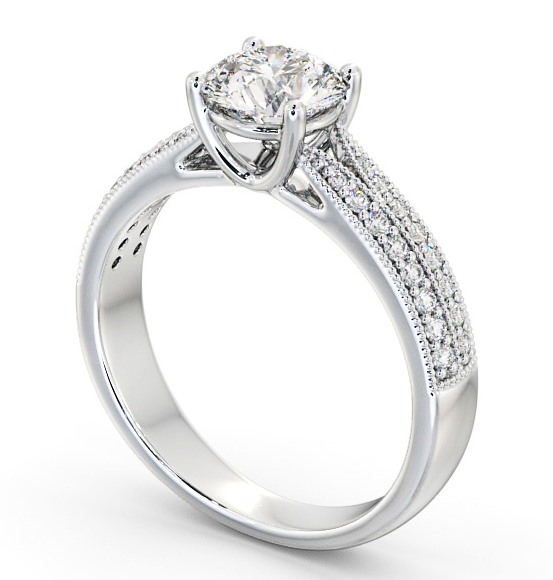 Vintage Style Double Channel Engagement Ring 9K White Gold Solitaire with Channel Set Side Stones ENRD172_WG_THUMB1 