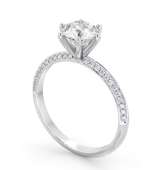 Round Diamond Engagement Ring Palladium Solitaire With Side Stones - Leela ENRD172S_WG_THUMB1