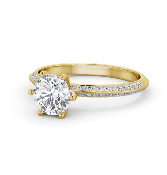 Leela Round Diamond Engagement Ring Side Stones Knife Edge Band ENRD172S_YG_THUMB2 