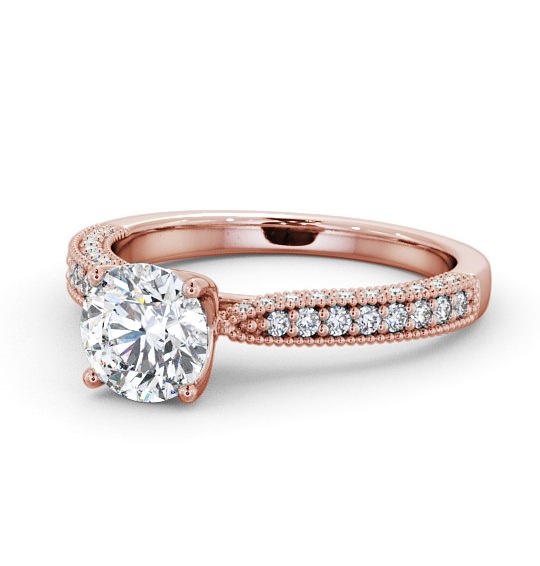  Vintage Style Engagement Ring 9K Rose Gold Solitaire With Side Stones - Elba ENRD173_RG_THUMB2 