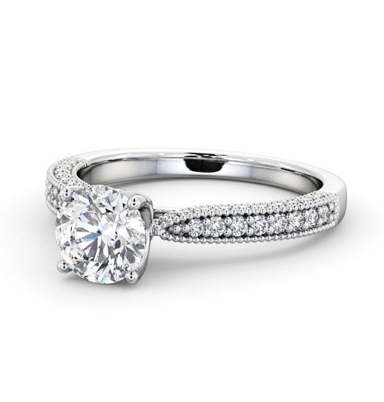  Vintage Style Engagement Ring Palladium Solitaire With Side Stones - Elba ENRD173_WG_THUMB2 