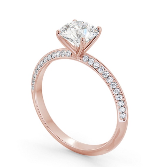 Round Diamond Knife Edge Engagement Ring 9K Rose Gold Solitaire with Channel Set Side Stones ENRD173S_RG_THUMB1