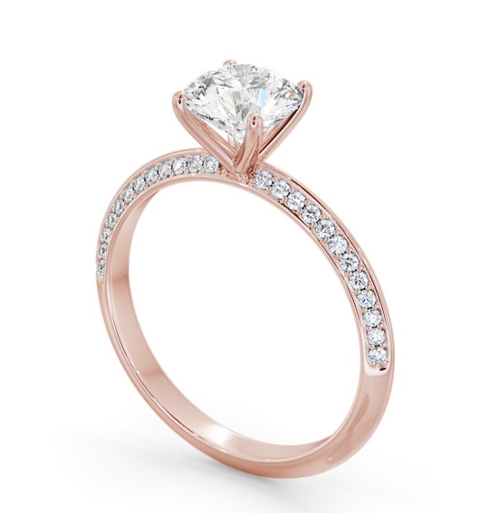 Round Diamond Knife Edge Engagement Ring 18K Rose Gold Solitaire with Channel Set Side Stones ENRD173S_RG_THUMB1