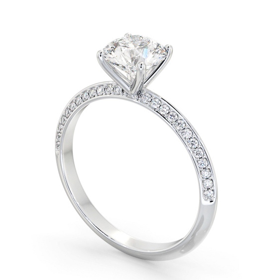 Round Diamond Knife Edge Engagement Ring 18K White Gold Solitaire with Channel Set Side Stones ENRD173S_WG_THUMB1