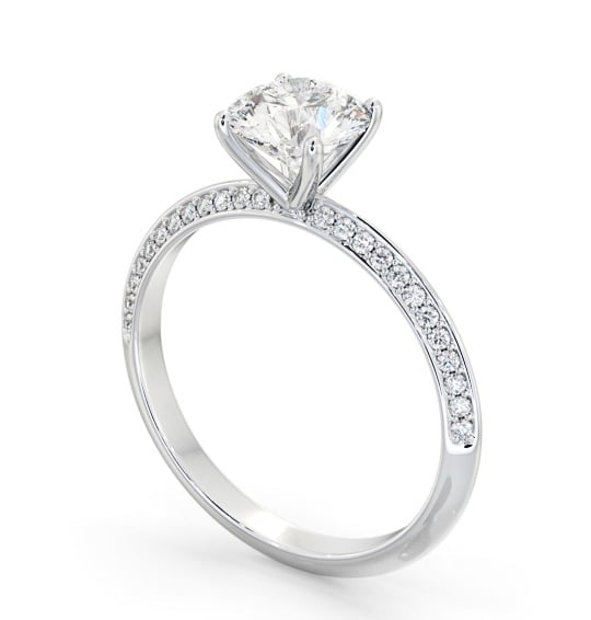 Round Diamond Knife Edge Engagement Ring 18K White Gold Solitaire with Channel Set Side Stones ENRD173S_WG_THUMB1 