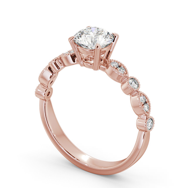 Vintage Style Engagement Ring 18K Rose Gold Solitaire With Side Stones - Aurel ENRD174_RG_SIDE