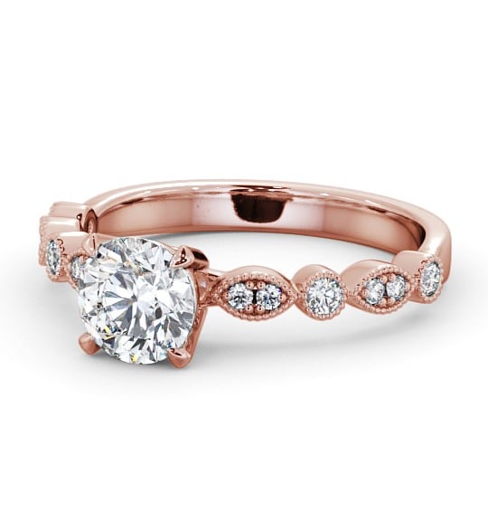  Vintage Style Engagement Ring 9K Rose Gold Solitaire With Side Stones - Aurel ENRD174_RG_THUMB2 