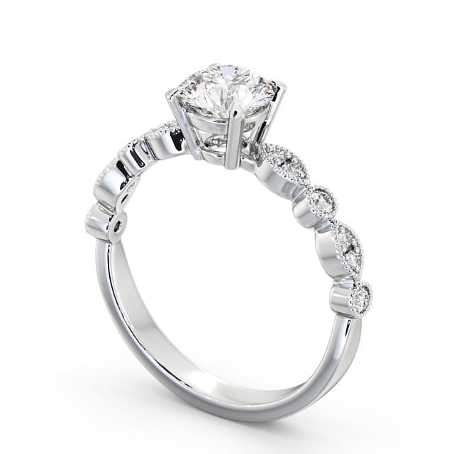 Vintage Style Engagement Ring Platinum Solitaire With Side Stones - Aurel ENRD174_WG_SIDE