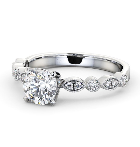  Vintage Style Engagement Ring Platinum Solitaire With Side Stones - Aurel ENRD174_WG_THUMB2 