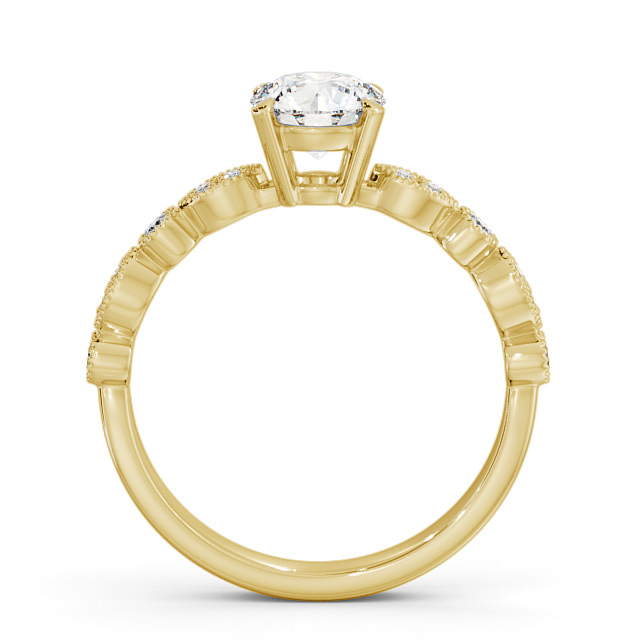 Vintage Style Engagement Ring 18K Yellow Gold Solitaire With Side Stones - Aurel ENRD174_YG_UP