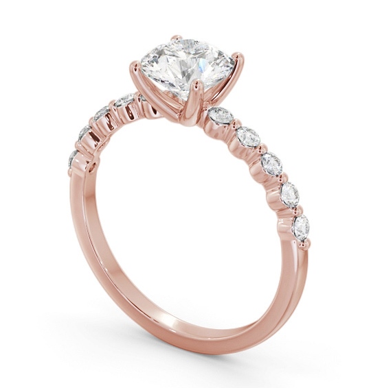 Round Diamond Engagement Ring 18K Rose Gold Solitaire with Tension Set Side Stones ENRD174S_RG_THUMB1