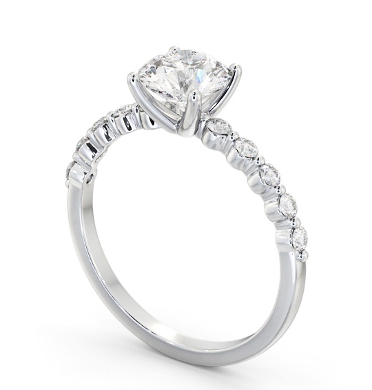 Round Diamond Engagement Ring 9K White Gold Solitaire with Tension Set Side Stones ENRD174S_WG_THUMB1