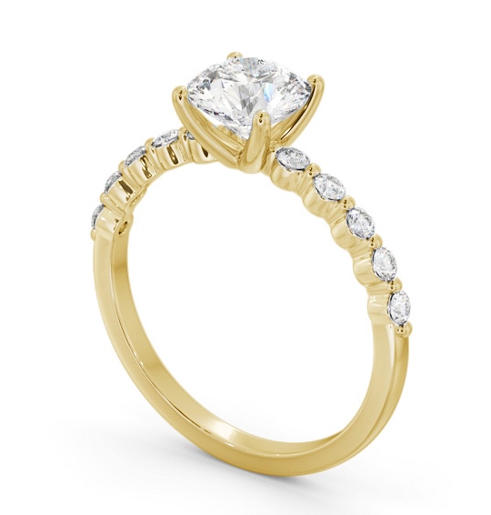 Round Diamond Engagement Ring 18K Yellow Gold Solitaire with Tension Set Side Stones ENRD174S_YG_THUMB1