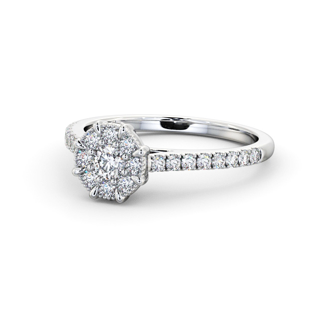 Halo Round Diamond Engagement Ring 18K White Gold - Hapton ENRD175_WG_FLAT