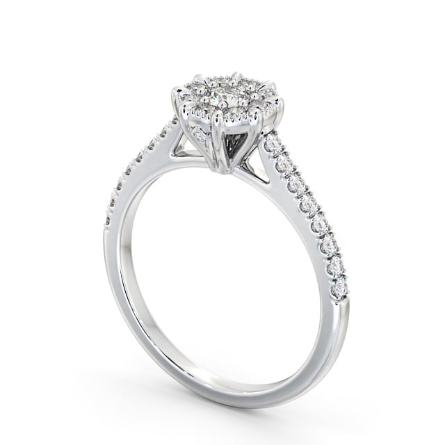 Halo Round Diamond Engagement Ring Platinum - Hapton ENRD175_WG_SIDE
