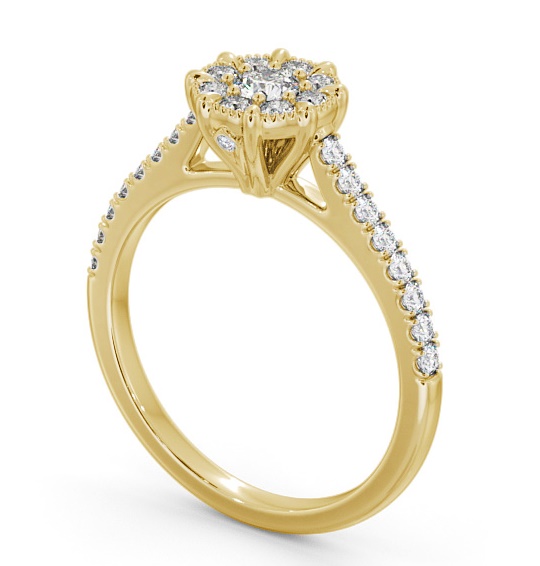 Halo Round Diamond Cluster Engagement Ring 18K Yellow Gold ENRD175_YG_THUMB1