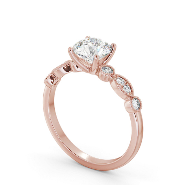 Round Diamond Engagement Ring 18K Rose Gold Solitaire With Side Stones - Riya ENRD175S_RG_SIDE