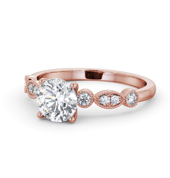  Round Diamond Engagement Ring 9K Rose Gold Solitaire With Side Stones - Riya ENRD175S_RG_THUMB2 