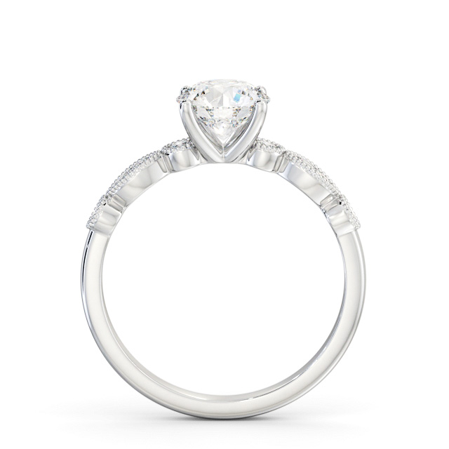 Round Diamond Engagement Ring 9K White Gold Solitaire With Side Stones - Riya ENRD175S_WG_UP