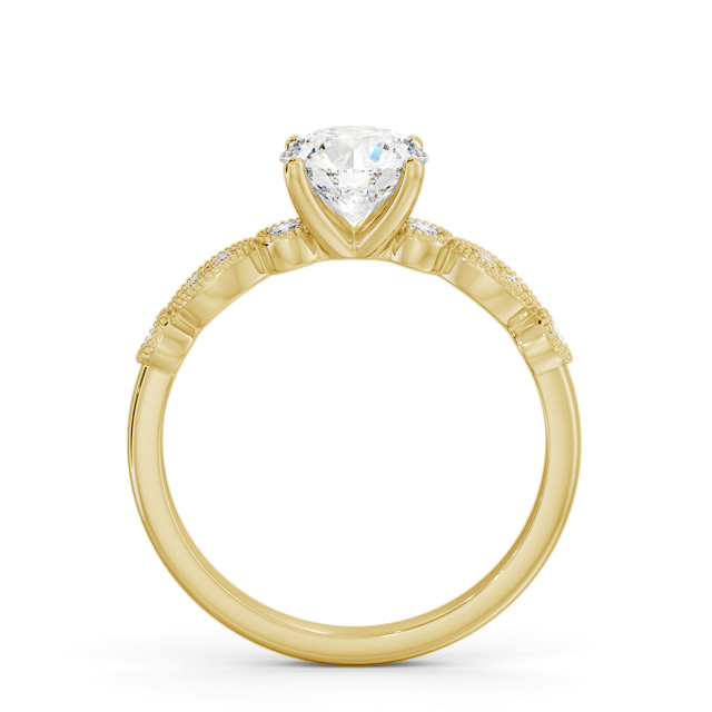 Round Diamond Engagement Ring 18K Yellow Gold Solitaire With Side Stones - Riya ENRD175S_YG_UP