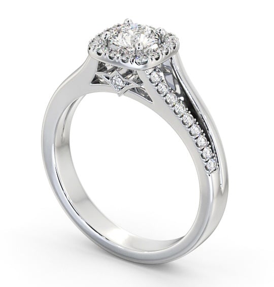 Halo Round Diamond Unique Style Engagement Ring 9K White Gold ENRD176_WG_THUMB1