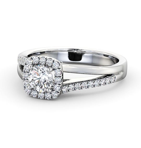  Halo Round Diamond Engagement Ring Platinum - Loscoe ENRD176_WG_THUMB2 