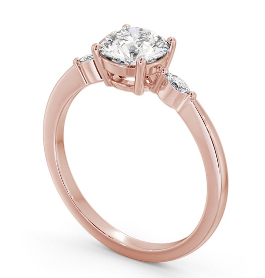 Round Diamond Engagement Ring 9K Rose Gold Solitaire with Marquise Shape Side Stones ENRD176S_RG_THUMB1