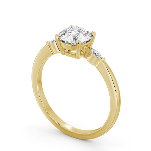 Round Diamond Engagement Ring 18K Yellow Gold Solitaire With Side Stones - Crinel ENRD176S_YG_SIDE