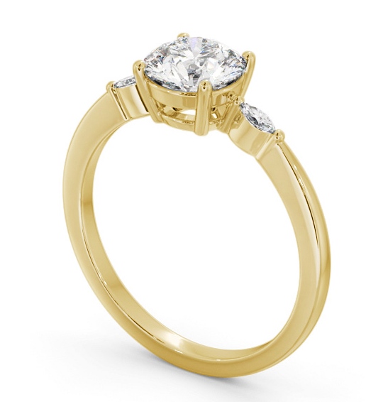 Round Diamond Engagement Ring 9K Yellow Gold Solitaire with Marquise Shape Side Stones ENRD176S_YG_THUMB1