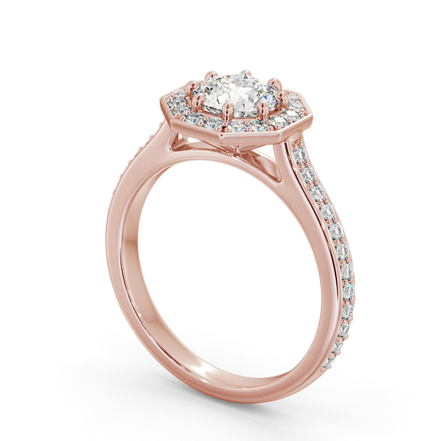 Halo Round Diamond Engagement Ring 9K Rose Gold - Mirna ENRD177_RG_SIDE
