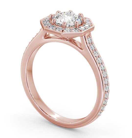 Halo Round Diamond Octagon Design Engagement Ring 9K Rose Gold ENRD177_RG_THUMB1