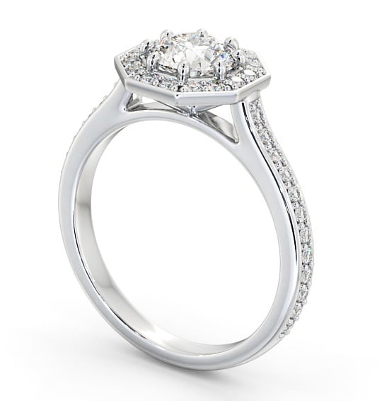 Halo Round Diamond Octagon Design Engagement Ring Palladium ENRD177_WG_THUMB1 
