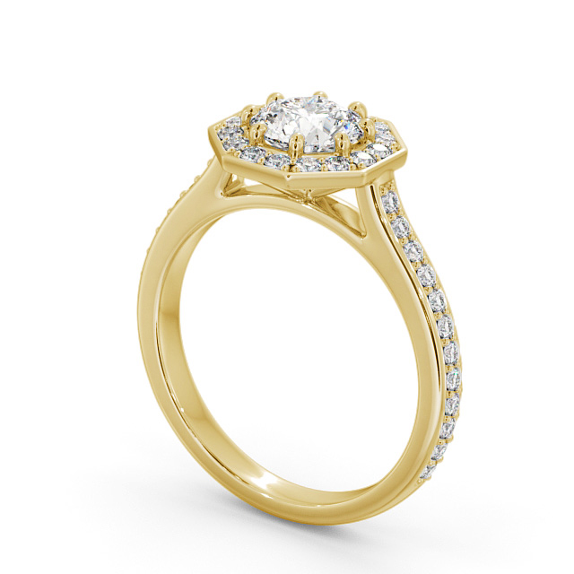 Halo Round Diamond Engagement Ring 9K Yellow Gold - Mirna ENRD177_YG_SIDE
