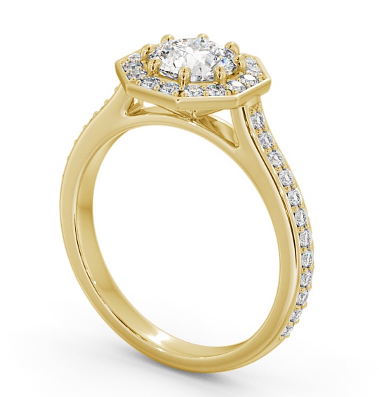 Halo Round Diamond Octagon Design Engagement Ring 9K Yellow Gold ENRD177_YG_THUMB1