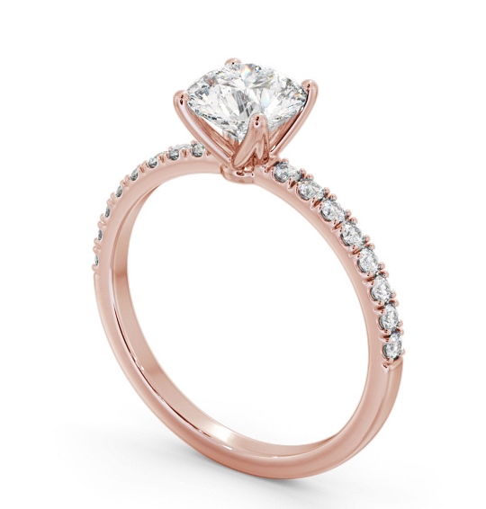 Round Diamond 4 Prong Engagement Ring 18K Rose Gold Solitaire with Channel Set Side Stones ENRD177S_RG_THUMB1