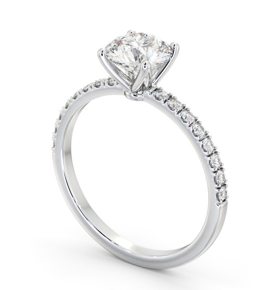 Round Diamond Engagement Ring 9K White Gold Solitaire With Side Stones - Hana ENRD177S_WG_THUMB1