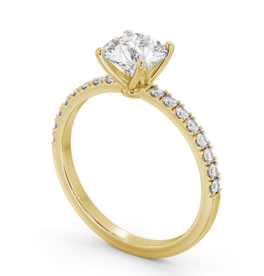 Round Diamond 4 Prong Engagement Ring 18K Yellow Gold Solitaire with Channel Set Side Stones ENRD177S_YG_THUMB1