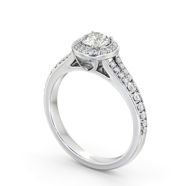 Halo Round Diamond Engagement Ring 18K White Gold - Roslea ENRD178_WG_SIDE
