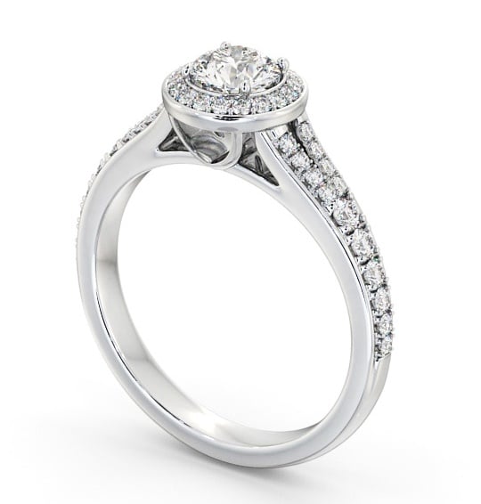 Halo Round Diamond Split Band Engagement Ring 9K White Gold ENRD178_WG_THUMB1
