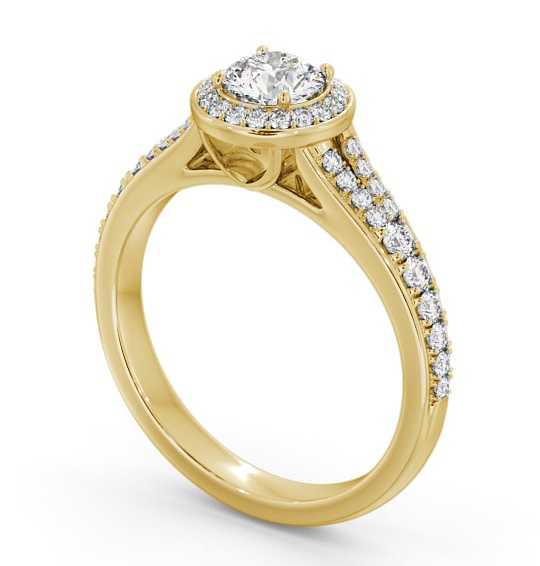 Halo Round Diamond Split Band Engagement Ring 18K Yellow Gold ENRD178_YG_THUMB1