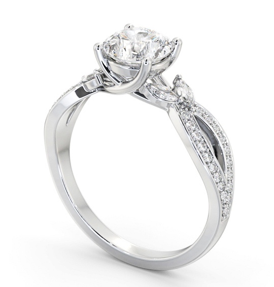 Round Diamond Exquisite Design Engagement Ring 9K White Gold Solitaire with Channel Set Side Stones ENRD178S_WG_THUMB1