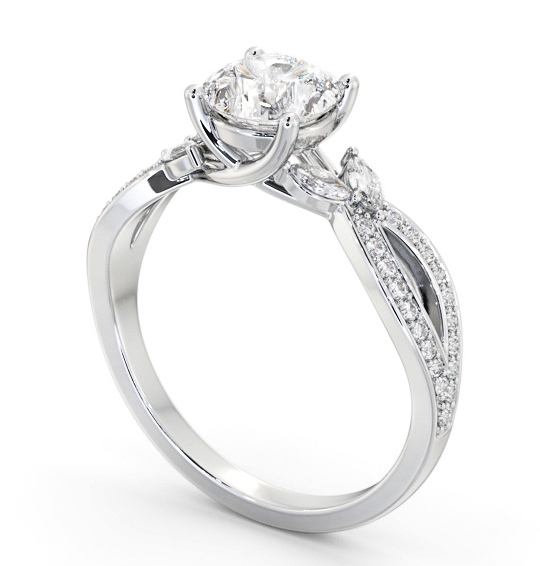 Round Diamond Exquisite Design Engagement Ring Platinum Solitaire with Channel Set Side Stones ENRD178S_WG_THUMB1