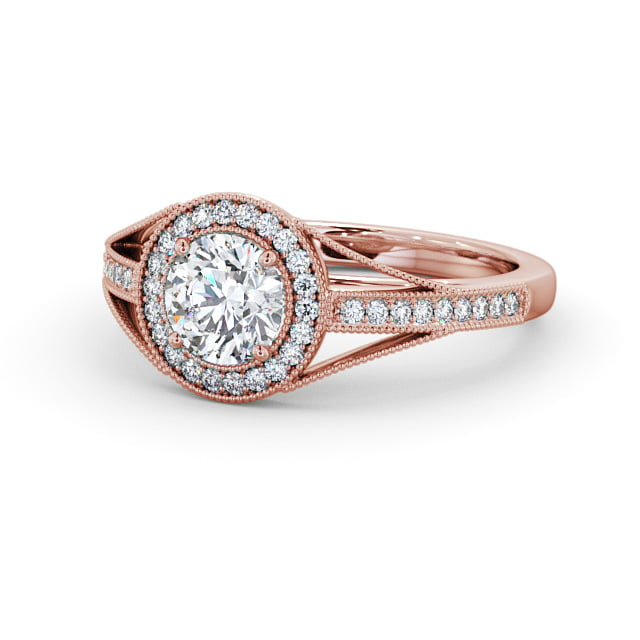 Halo Round Diamond Engagement Ring 9K Rose Gold - Tabor ENRD179_RG_FLAT