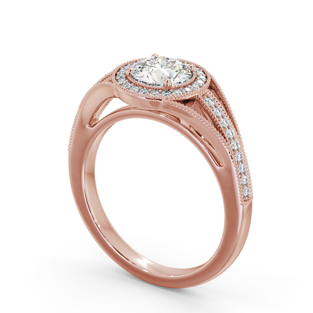 Halo Round Diamond Engagement Ring 9K Rose Gold - Tabor ENRD179_RG_SIDE