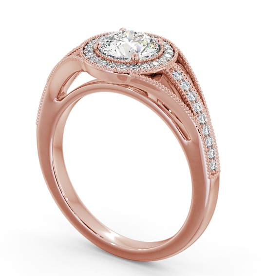 Halo Round Diamond Engagement Ring 9K Rose Gold - Tabor ENRD179_RG_THUMB1